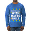 Deck The Halls With Matzo Balls Hanukkah, Ugly Christmas Sweater Unisex Mens Long Sleeve Shirt