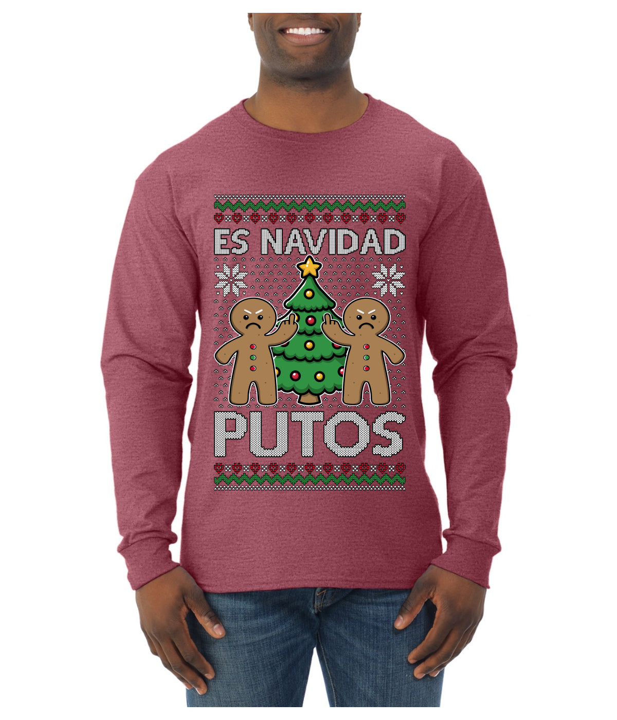 Es Navidad Putos, Ugly Christmas Sweater Unisex Mens Long Sleeve Shirt