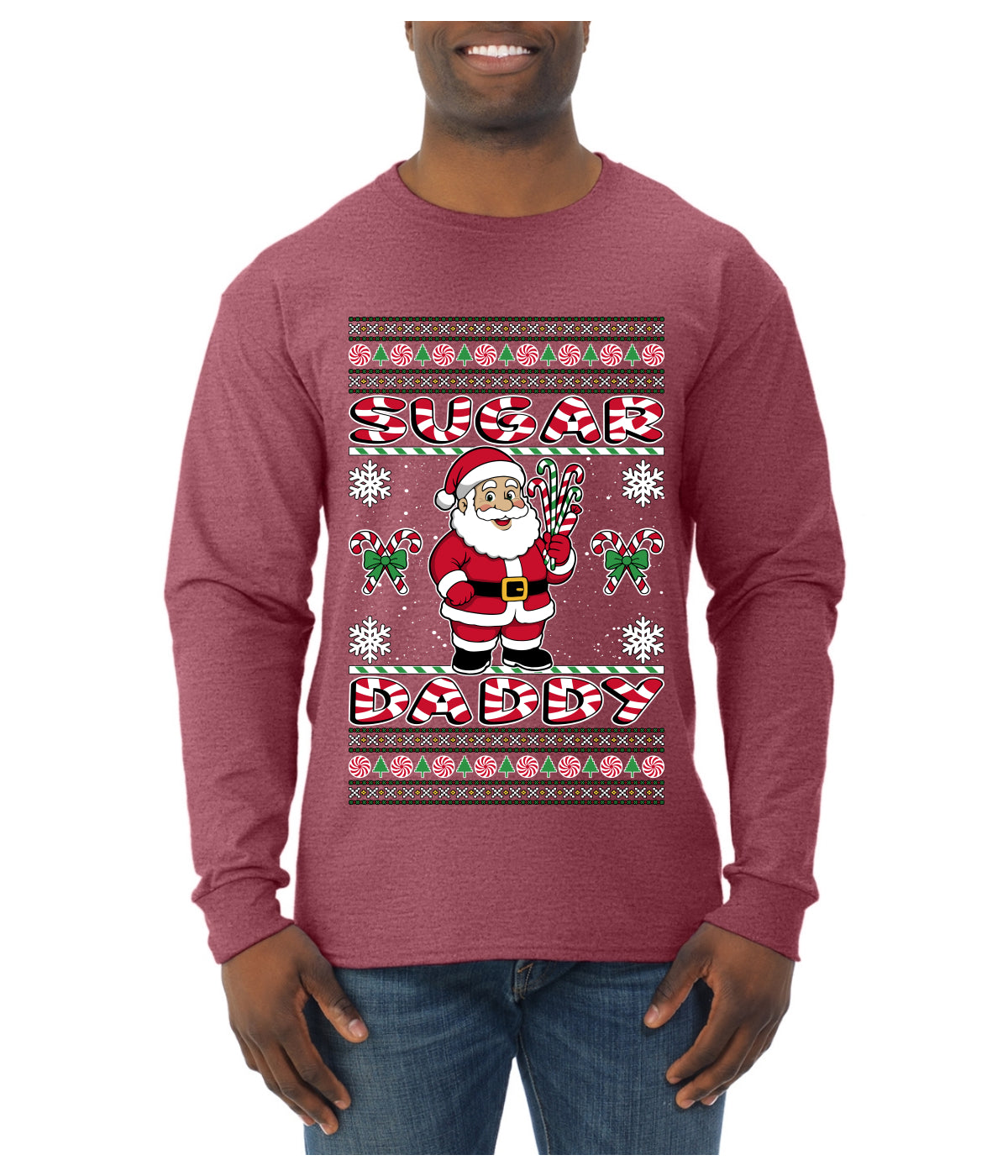 Sugar Daddy Santa, Ugly Christmas Sweater Unisex Mens Long Sleeve Shirt
