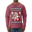 Seazyns Greeting Santa Packing Lip Pouch, Ugly Christmas Sweater Unisex Mens Long Sleeve Shirt