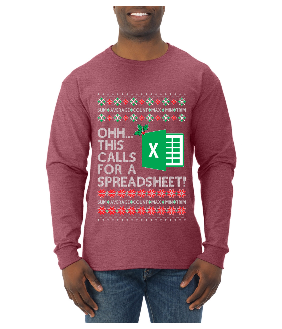 Ohh This Calls For A Spreadsheet Office, Ugly Christmas Sweater Unisex Mens Long Sleeve Shirt