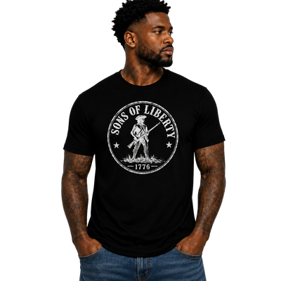 Sons of Liberty T-Shirt for Men– Patriotic USA Flag, Funny Dad Shirt, Military Inspired Veteran & Patriot Gift American Pride Men's T-Shirt