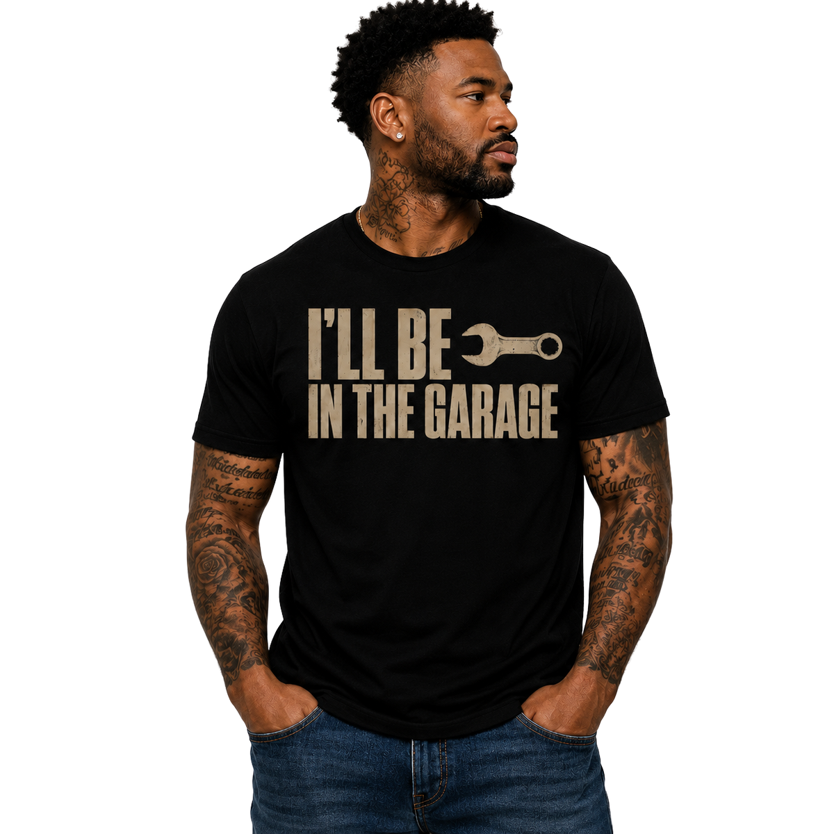 I'll Be In The Garage T-Shirt for Men – Patriotic USA Flag, Funny Dad  Military Inspired Veteran & Patriot Gift American Pride Men's T-Shirt