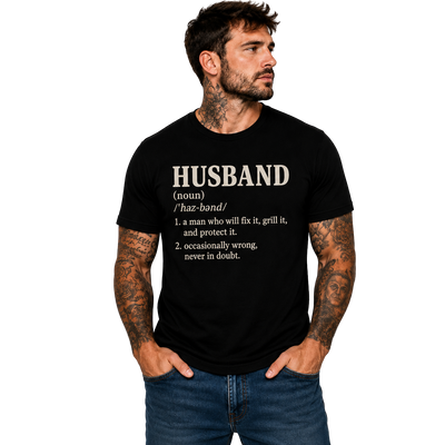 Husband T-Shirt for Men –  Patriotic USA Flag, Funny Dad Shirt,  Military Inspired Veteran & Patriot Gift American Pride Men's T-Shirt