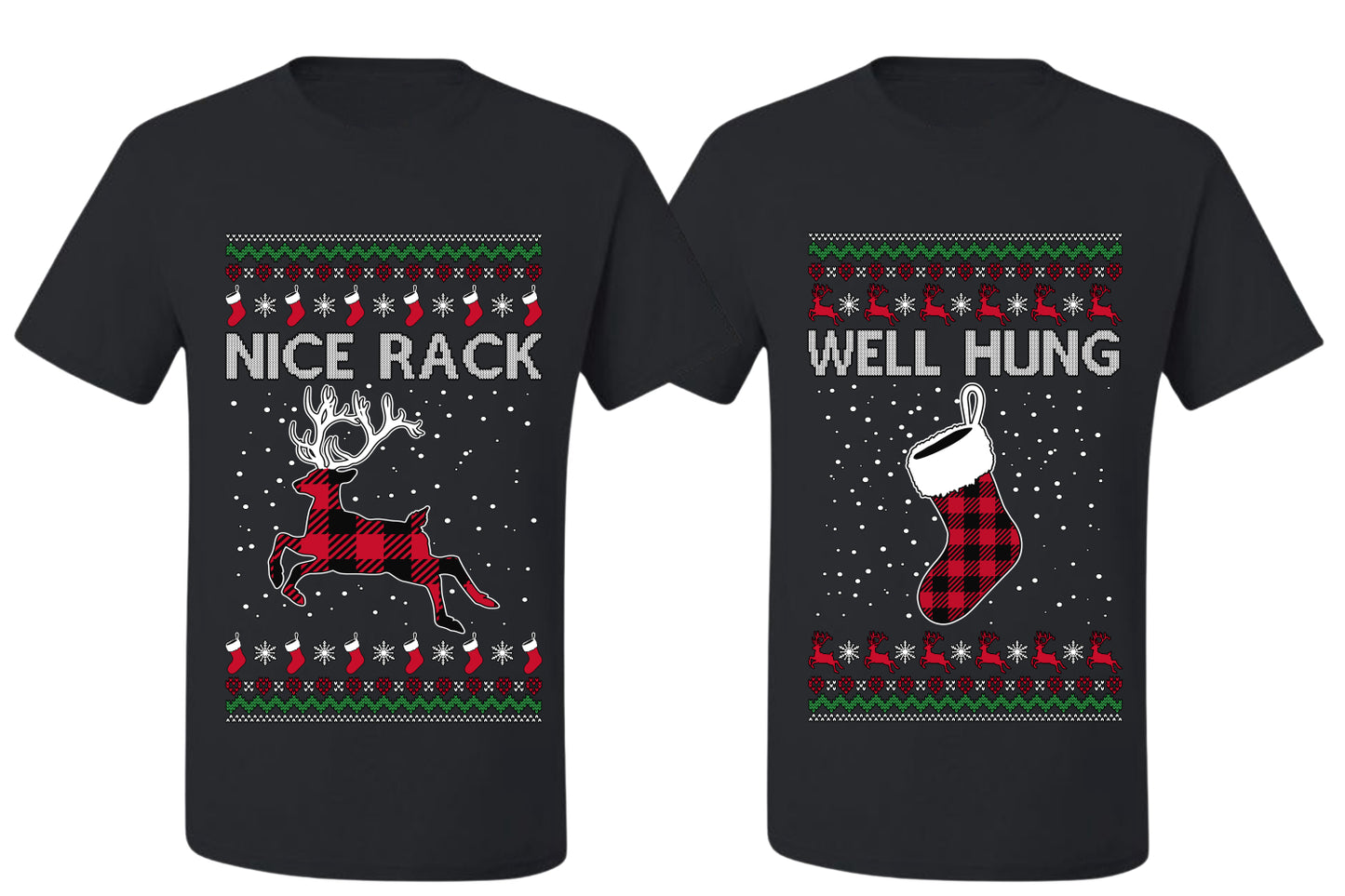 Nice Rack, Well Hung Sweater Girlfriend Boyfriend Gift His and Hers Matching Ugly Christmas Couple T-Shirt
