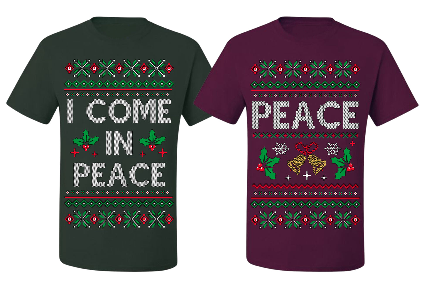I Come in Peace Funny Matching His and Hers Couples Shirt Girlfriend Boyfriend Gift His and Hers Matching Ugly Christmas Couple T-Shirt