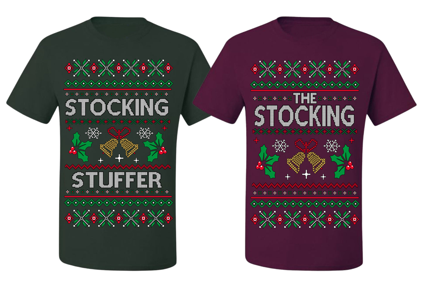 The Stocking, The Stocking Stuffer | Couples Cute Funny Girlfriend Boyfriend Gift His and Hers Matching Ugly Christmas Couple T-Shirt