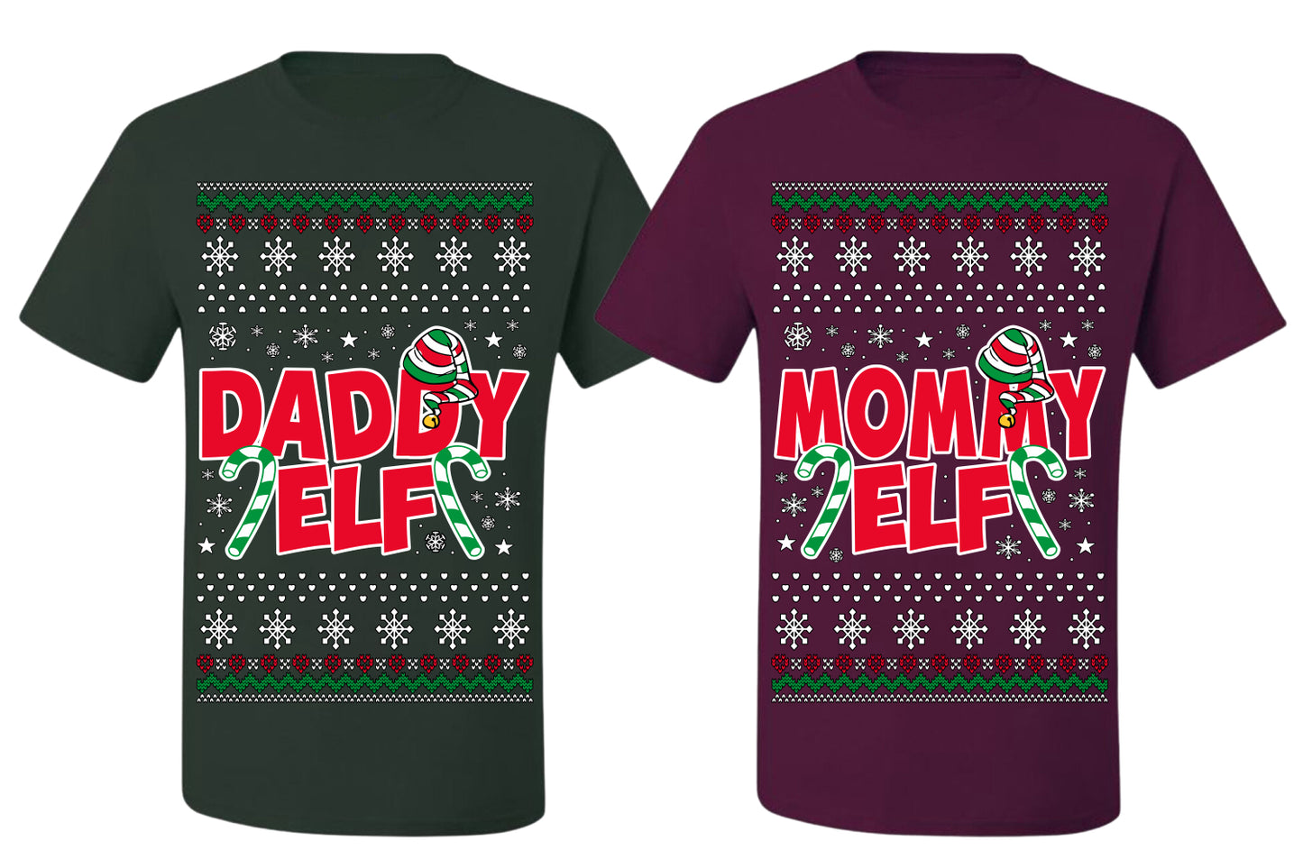 Daddy Elf Mommy Elf Matching His and Hers Couples Shirt Girlfriend Boyfriend Gift His and Hers Matching Ugly Christmas Couple T-Shirt