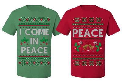 I Come in Peace Funny Matching His and Hers Couples Shirt Girlfriend Boyfriend Gift His and Hers Matching Ugly Christmas Couple T-Shirt