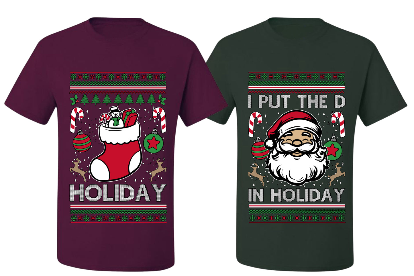 I Put The D In Holiday Sweater Girlfriend Boyfriend Gift His and Hers Matching Ugly Christmas Couple T-Shirt