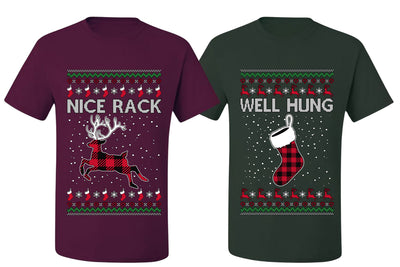Nice Rack, Well Hung Sweater Girlfriend Boyfriend Gift His and Hers Matching Ugly Christmas Couple T-Shirt