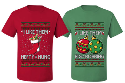 I Like Them Big and Bobbing, Hefty and Hung Sweater Girlfriend Boyfriend Gift His and Hers Matching Ugly Christmas Couple T-Shirt
