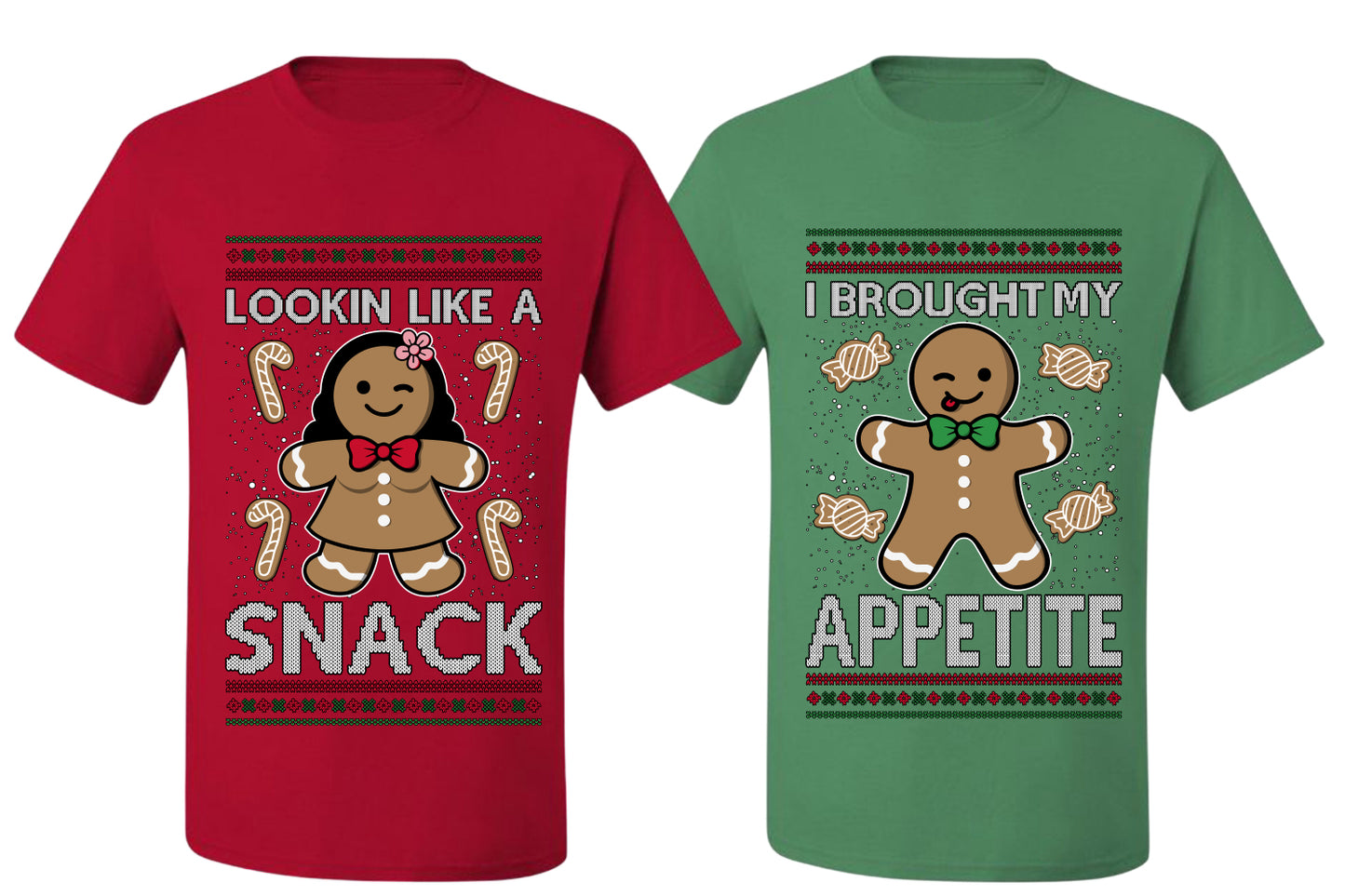 I Brought My Appetitie Lookin Like A Snack Sweater Girlfriend Boyfriend Gift His and Hers Matching Ugly Christmas Couple T-Shirt