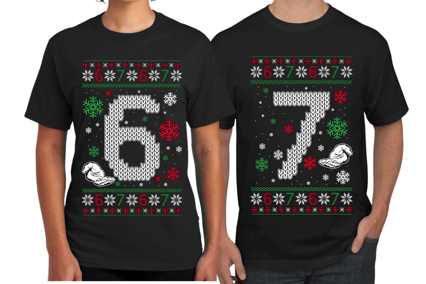 6 7 Meme Sweater Girlfriend Boyfriend Gift His and Hers Matching Ugly Christmas Couple T-Shirt