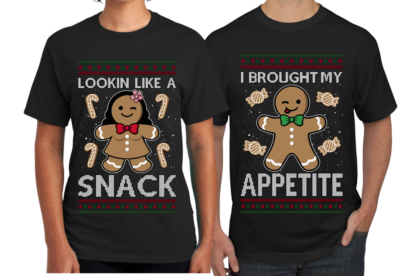 I Brought My Appetitie Lookin Like A Snack Sweater Girlfriend Boyfriend Gift His and Hers Matching Ugly Christmas Couple T-Shirt