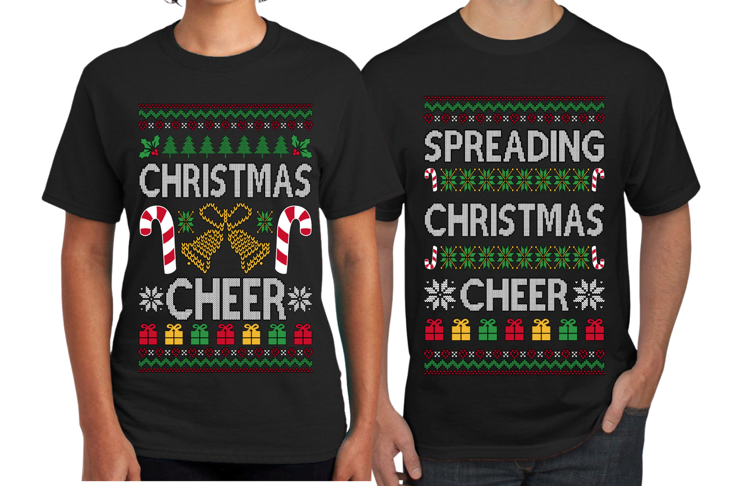 Spreading Christmas Cheer Sweater Girlfriend Boyfriend Gift His and Hers Matching Ugly Christmas Couple T-Shirt