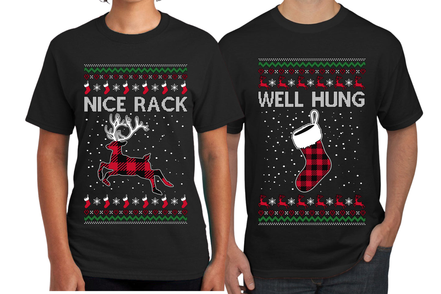 Nice Rack, Well Hung Sweater Girlfriend Boyfriend Gift His and Hers Matching Ugly Christmas Couple T-Shirt