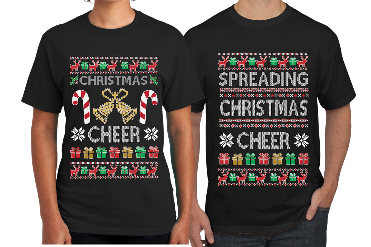 Spreading Christmas Cheer Sweater Girlfriend Boyfriend Gift His and Hers Matching Ugly Christmas Couple T-Shirt