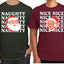 Naughty, Nice Santa Claus Mrs Claus Couples Shirt Girlfriend Boyfriend Gift His and Hers Matching Ugly Christmas Couple T-Shirt