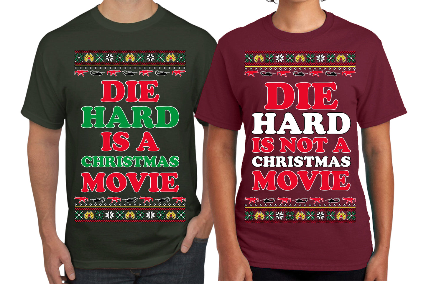 Die Hard is a Not Christmas Movie | McClane Nakatomi Matching His and Hers Couples Shirt Girlfriend Boyfriend Gift His and Hers Matching Ugly Christmas Couple T-Shirt