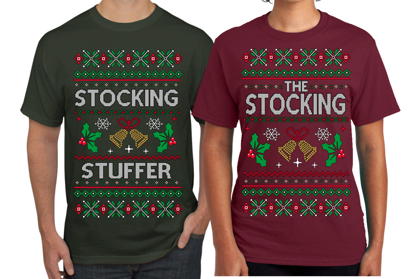 The Stocking, The Stocking Stuffer | Couples Cute Funny Girlfriend Boyfriend Gift His and Hers Matching Ugly Christmas Couple T-Shirt