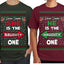 She is Naughty One, He is the Naughty One Funny Couples Shirt Girlfriend Boyfriend Gift His and Hers Matching Ugly Christmas Couple T-Shirt