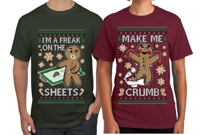 Freak On The Sheets Make Me Crumb Sweater Girlfriend Boyfriend Gift His and Hers Matching Ugly Christmas Couple T-Shirt