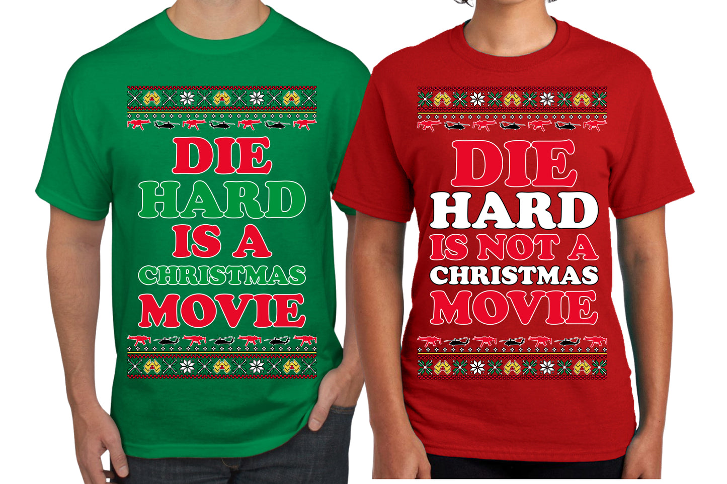 Die Hard is a Not Christmas Movie | McClane Nakatomi Matching His and Hers Couples Shirt Girlfriend Boyfriend Gift His and Hers Matching Ugly Christmas Couple T-Shirt
