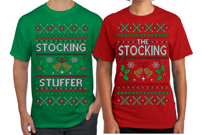 The Stocking, The Stocking Stuffer | Couples Cute Funny Girlfriend Boyfriend Gift His and Hers Matching Ugly Christmas Couple T-Shirt