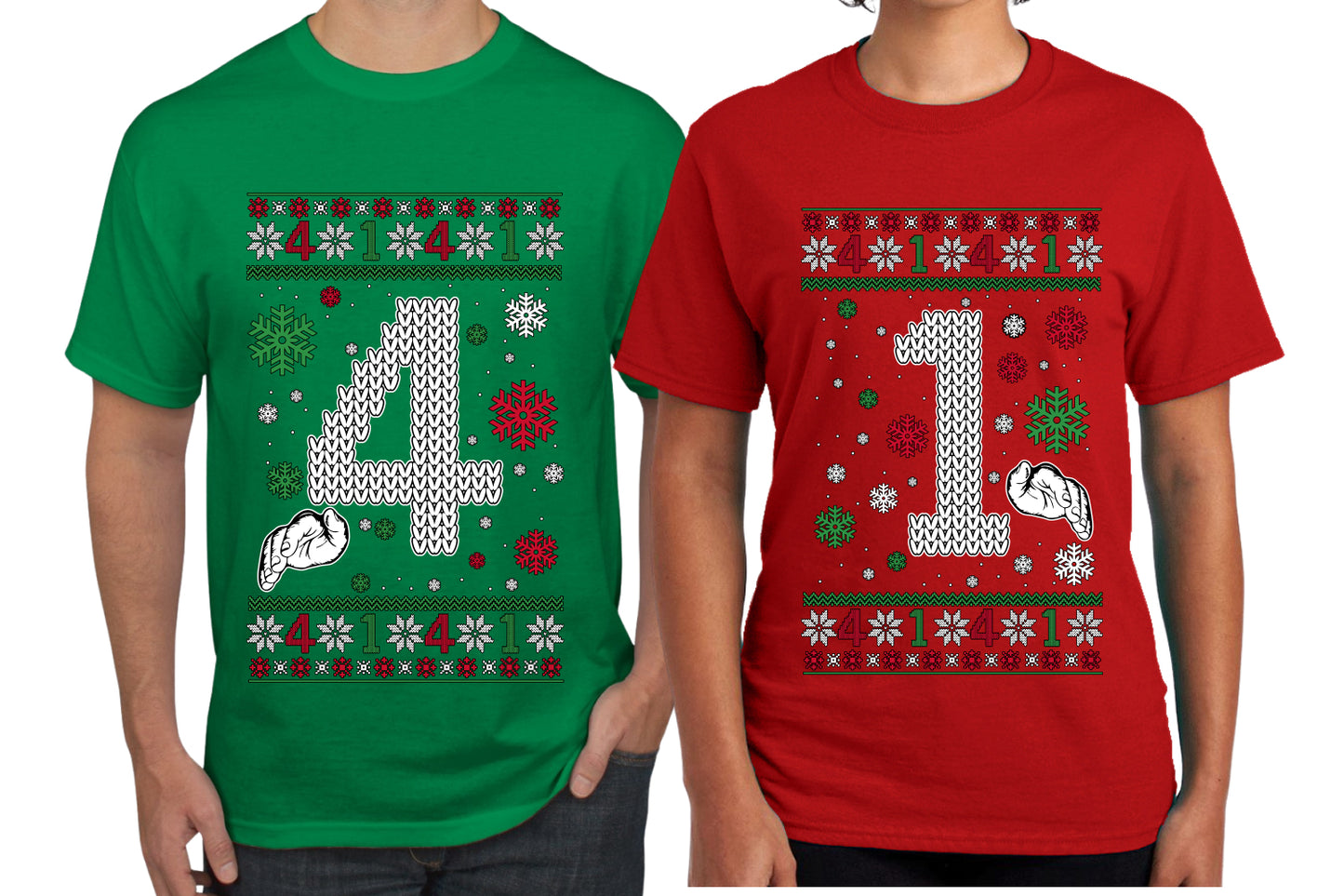 41 Combination Sweater Girlfriend Boyfriend Gift His and Hers Matching Ugly Christmas Couple T-Shirt