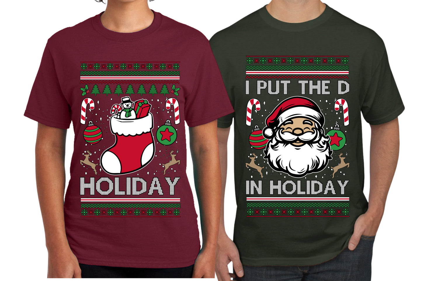 I Put The D In Holiday Sweater Girlfriend Boyfriend Gift His and Hers Matching Ugly Christmas Couple T-Shirt