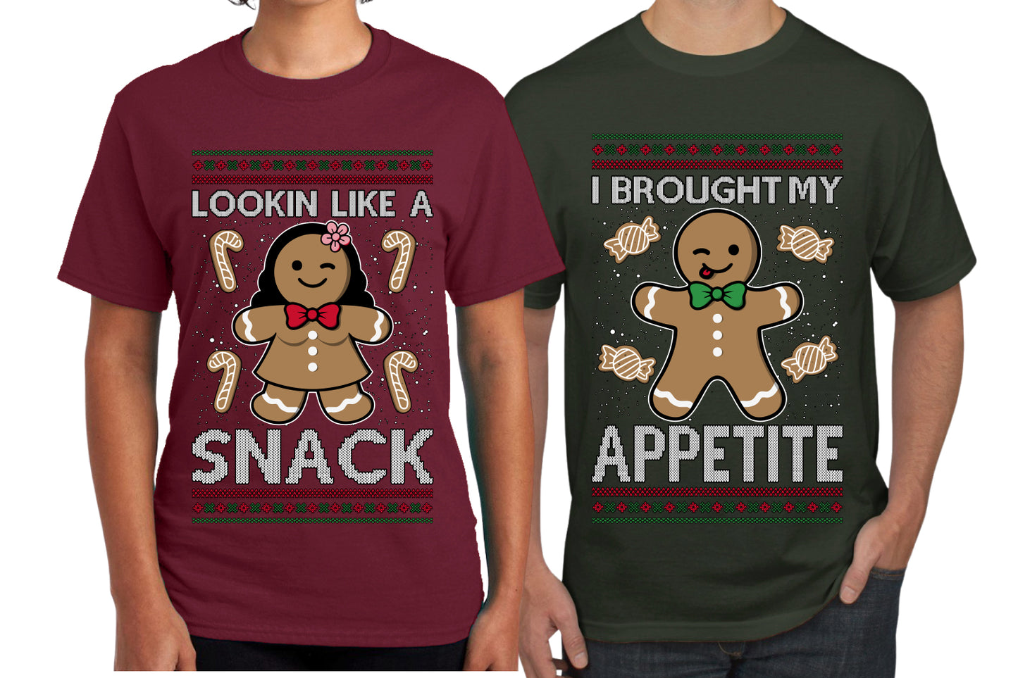 I Brought My Appetitie Lookin Like A Snack Sweater Girlfriend Boyfriend Gift His and Hers Matching Ugly Christmas Couple T-Shirt