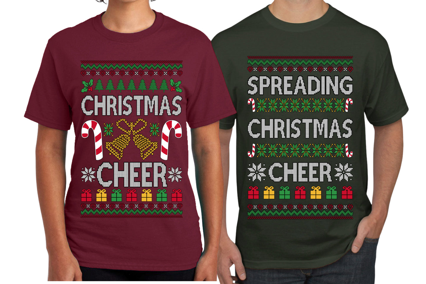 Spreading Christmas Cheer Sweater Girlfriend Boyfriend Gift His and Hers Matching Ugly Christmas Couple T-Shirt