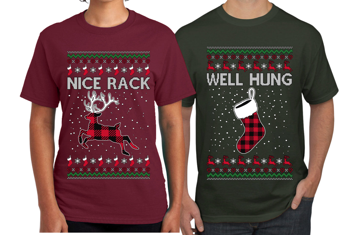 Nice Rack, Well Hung Sweater Girlfriend Boyfriend Gift His and Hers Matching Ugly Christmas Couple T-Shirt