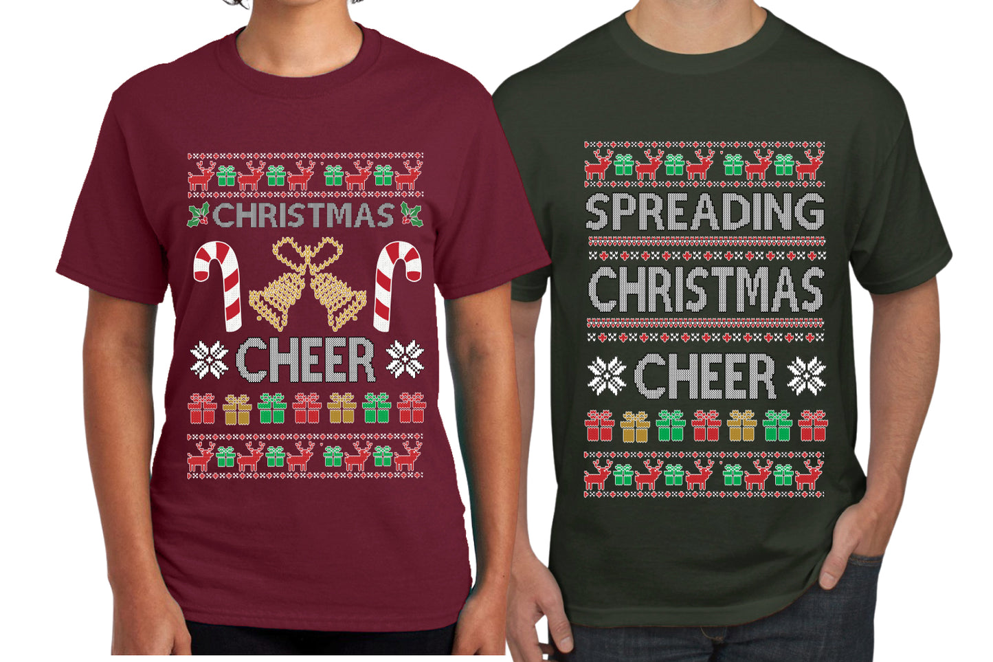 Spreading Christmas Cheer Sweater Girlfriend Boyfriend Gift His and Hers Matching Ugly Christmas Couple T-Shirt