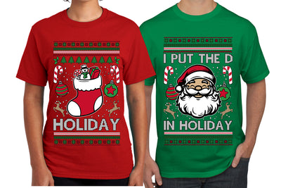 I Put The D In Holiday Sweater Girlfriend Boyfriend Gift His and Hers Matching Ugly Christmas Couple T-Shirt