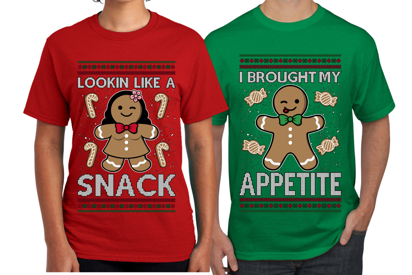 I Brought My Appetitie Lookin Like A Snack Sweater Girlfriend Boyfriend Gift His and Hers Matching Ugly Christmas Couple T-Shirt