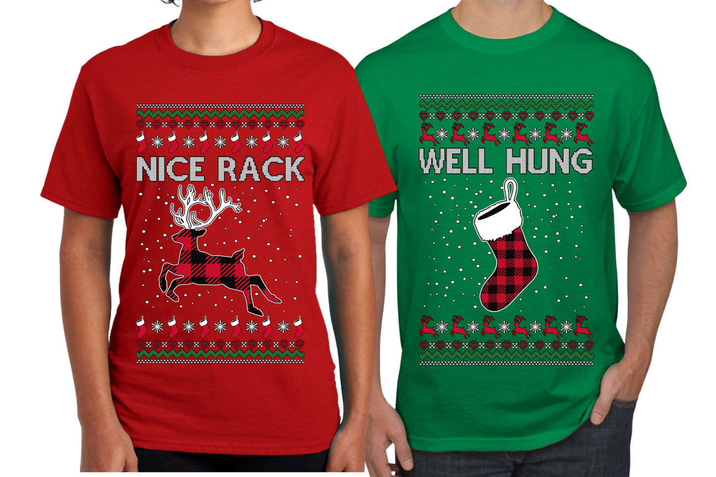 Nice Rack, Well Hung Sweater Girlfriend Boyfriend Gift His and Hers Matching Ugly Christmas Couple T-Shirt