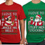 I Love To Stuff Her Stocking Jingle His Bells Sweater Girlfriend Boyfriend Gift His and Hers Matching Ugly Christmas Couple T-Shirt