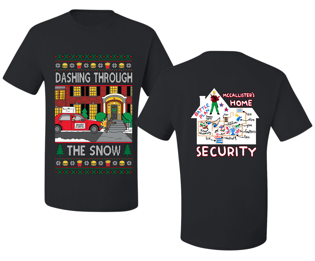 Dashing Through The Snow Classic 90s Holiday Movie Front and Back Unisex Ugly Christmas Sweater Men's T-Shirt