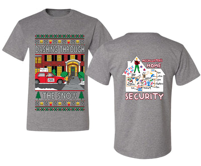 Dashing Through The Snow Classic 90s Holiday Movie Front and Back Unisex Ugly Christmas Sweater Men's T-Shirt