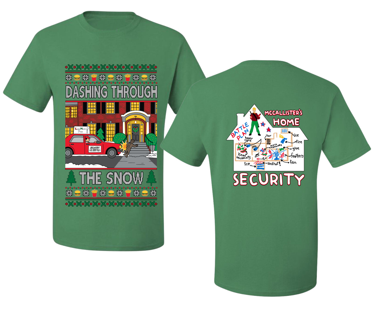 Dashing Through The Snow Classic 90s Holiday Movie Front and Back Unisex Ugly Christmas Sweater Men's T-Shirt