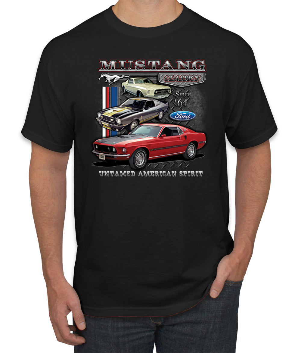 Ford Mustang Classics Untamed American Spirit Cars and Trucks Men's T-Shirt