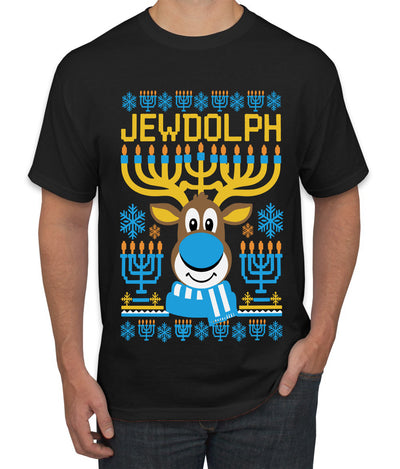 Jewdolph, Jewish Reindeer, Ugly Christmas Sweater Unisex Men's T-Shirt