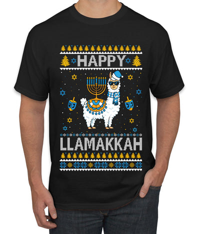 Happy Llamakkah, Ugly Christmas Sweater Unisex Men's T-Shirt