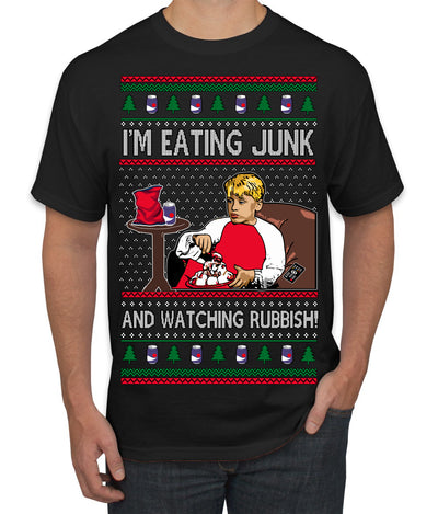 I'm Eating Junk and Watching Rubbish 90s Movie Ice Cream Ugly Christmas Sweater Men's T-Shirt