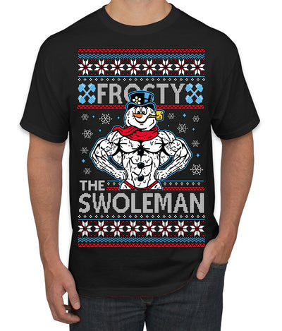 Frosty the Swoleman Funny Workout Lifting Snowman MovieUgly Christmas Sweater Men's T-Shirt