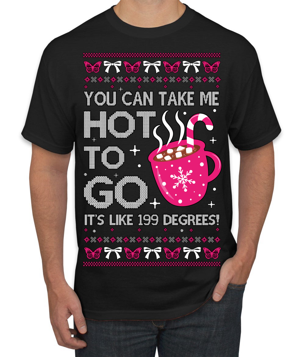 You Can Take Me Hot to Go, Hot Cocoa Viral Song Pop Music Ugly Christmas Sweater Men's T-Shirt