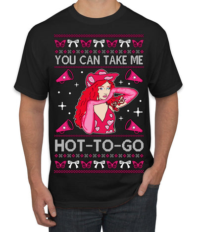 You Can Take Me Hot to Go, Funny Midwest Princess Pop Star Ugly Christmas Sweater Men's T-Shirt