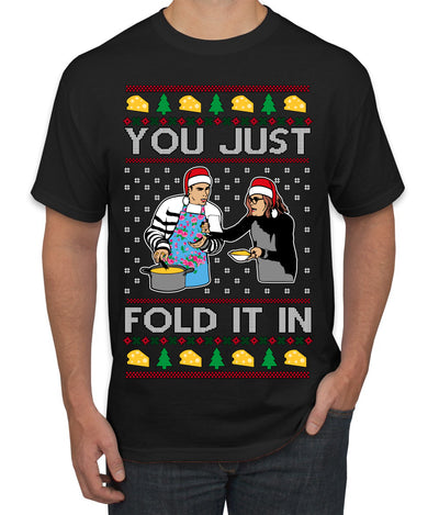 You Just Fold It In Funny Enchilada Moira David TV Sitcom Ugly Christmas Sweater Men's T-Shirt